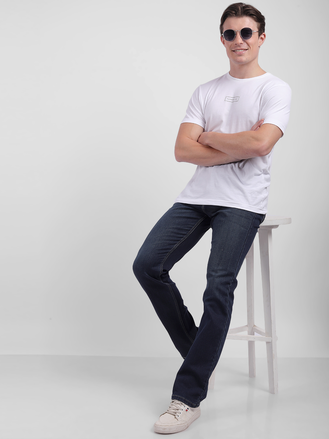 Numero Uno Men Faded Dark Blue Jeans